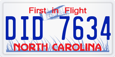 NC license plate DID7634