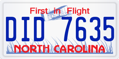 NC license plate DID7635