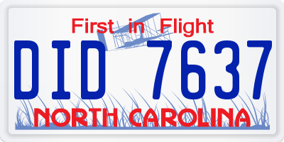 NC license plate DID7637