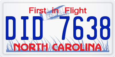 NC license plate DID7638