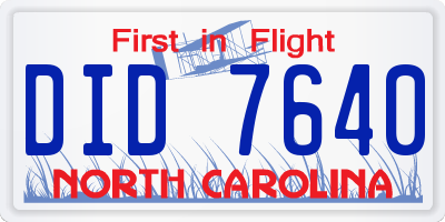 NC license plate DID7640