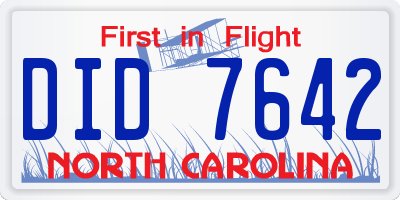 NC license plate DID7642