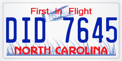 NC license plate DID7645