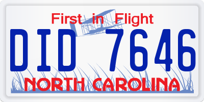NC license plate DID7646