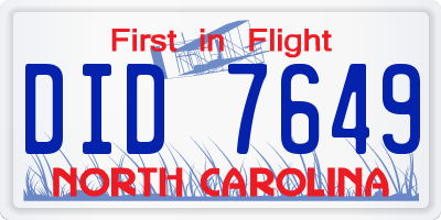 NC license plate DID7649
