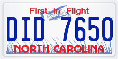 NC license plate DID7650