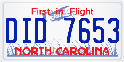 NC license plate DID7653