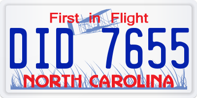 NC license plate DID7655
