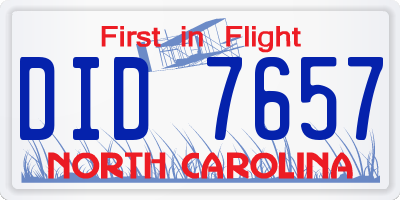 NC license plate DID7657