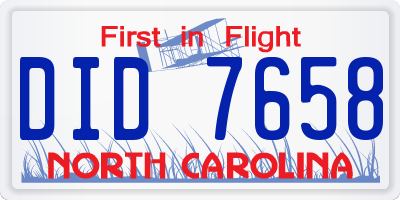 NC license plate DID7658