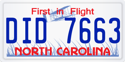 NC license plate DID7663