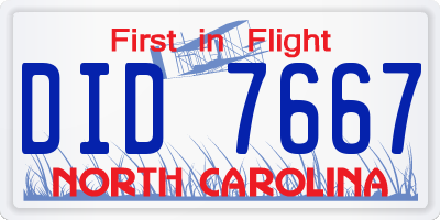 NC license plate DID7667
