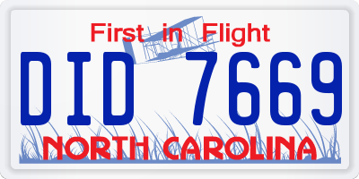 NC license plate DID7669