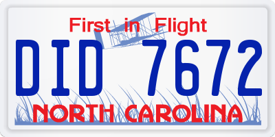 NC license plate DID7672