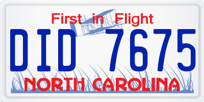 NC license plate DID7675