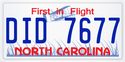 NC license plate DID7677