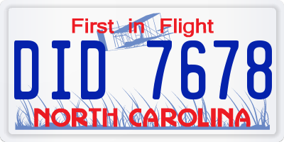 NC license plate DID7678
