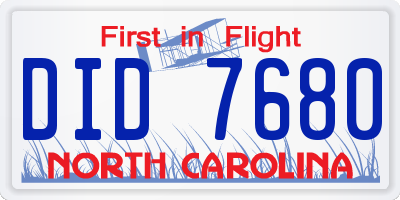 NC license plate DID7680