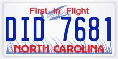 NC license plate DID7681