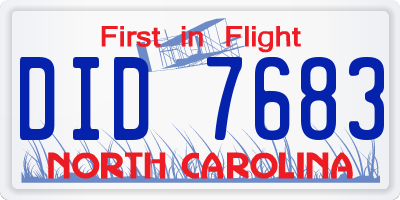 NC license plate DID7683