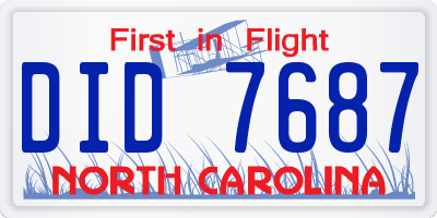 NC license plate DID7687