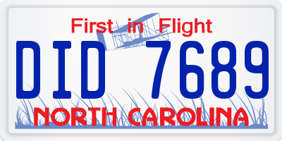 NC license plate DID7689
