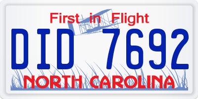 NC license plate DID7692
