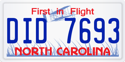 NC license plate DID7693