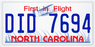 NC license plate DID7694
