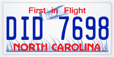 NC license plate DID7698