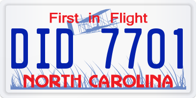 NC license plate DID7701