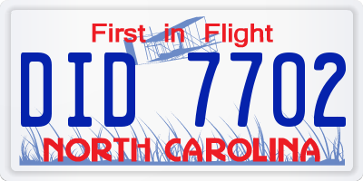 NC license plate DID7702