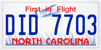 NC license plate DID7703