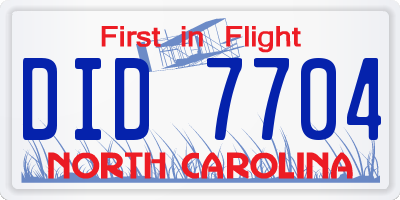 NC license plate DID7704