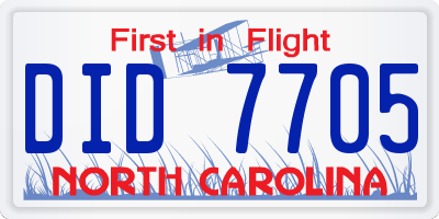NC license plate DID7705