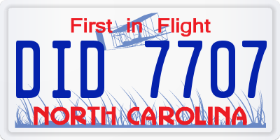 NC license plate DID7707