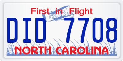 NC license plate DID7708