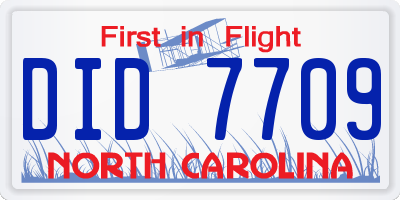 NC license plate DID7709