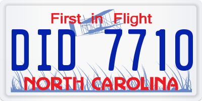 NC license plate DID7710
