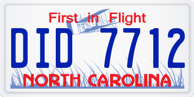 NC license plate DID7712