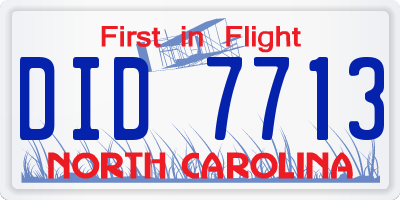 NC license plate DID7713