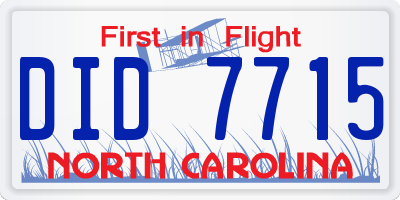 NC license plate DID7715