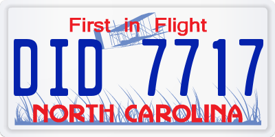 NC license plate DID7717