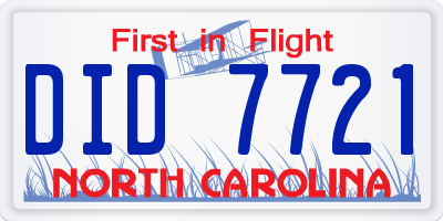 NC license plate DID7721