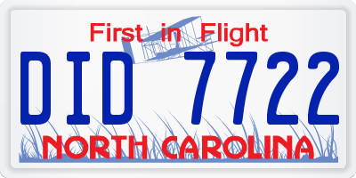 NC license plate DID7722