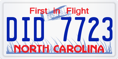 NC license plate DID7723