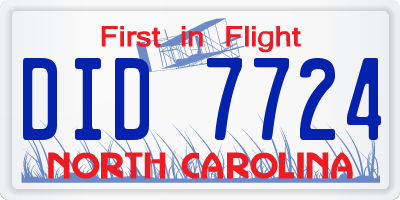 NC license plate DID7724