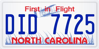 NC license plate DID7725