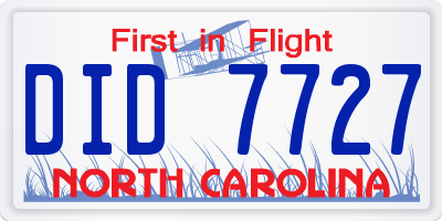 NC license plate DID7727