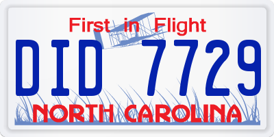 NC license plate DID7729